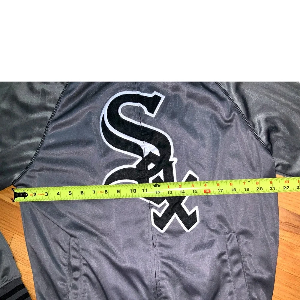 VNTG Chicago White Sox‎ Majestic Track Jacket Mens MT Gray Full Zip MLB Baseball